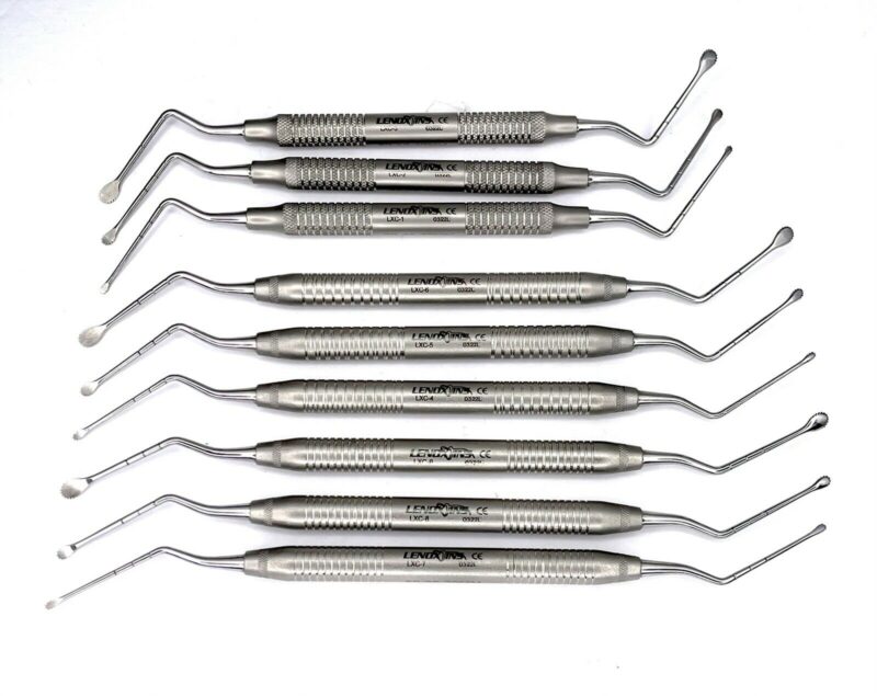 New Lucas X Bone Curettes Set Of 9 Micro Serrated