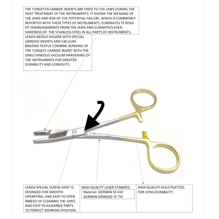 Olsen-Hegar Needle Holder With Scissors TC 14cm - Image 4