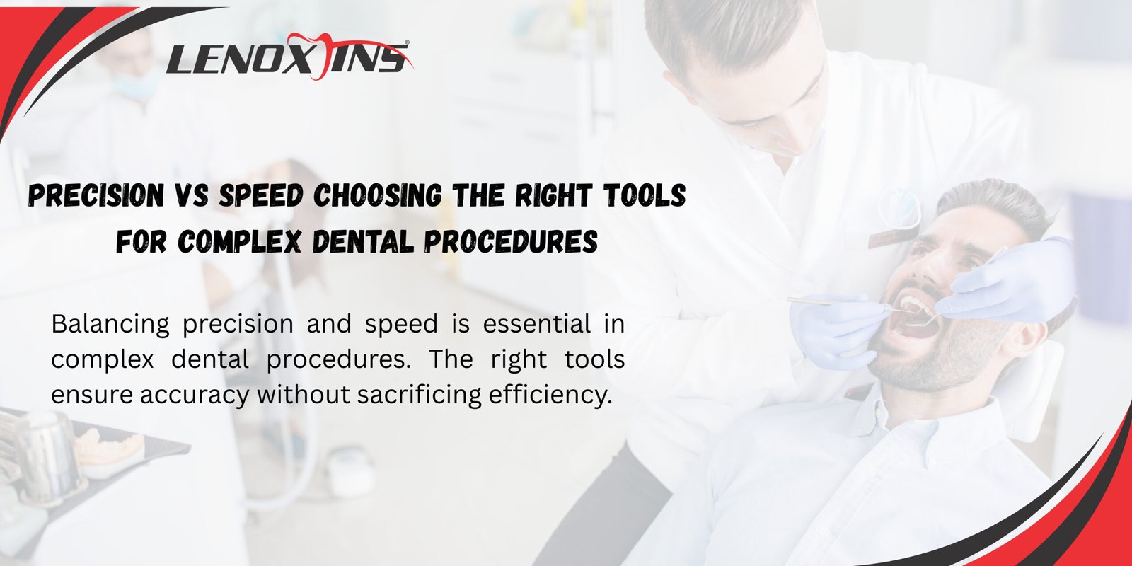 Dental surgeon using precision surgical instruments during a complex procedure