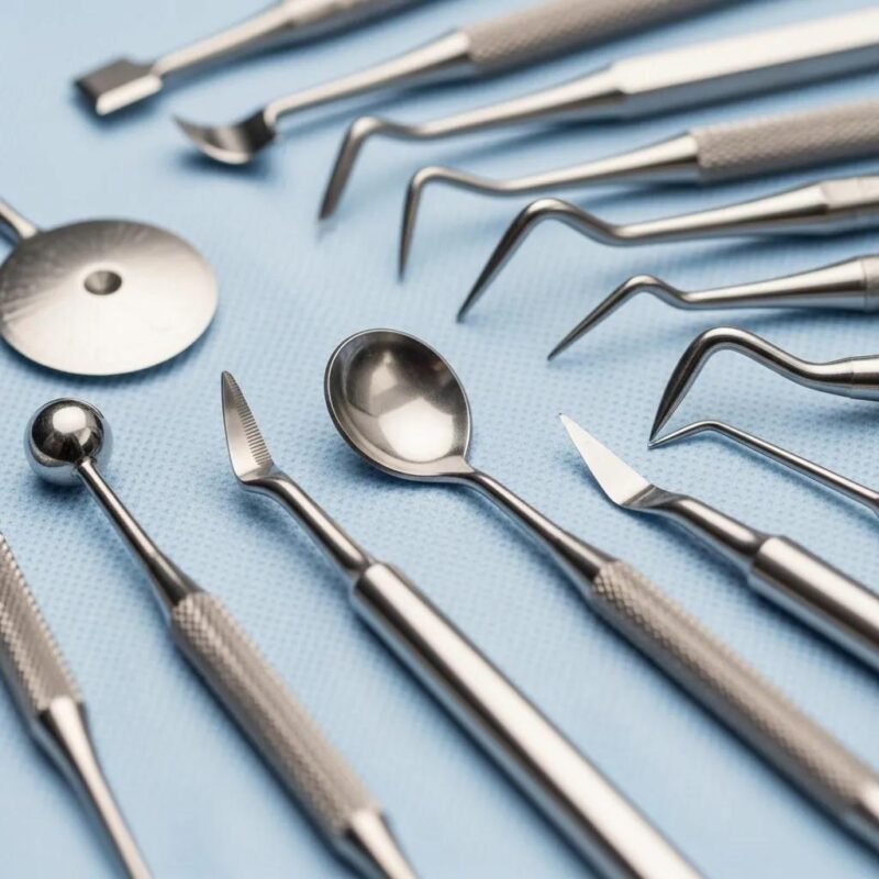 Variety of dental instrument working ends including cutting edges and non-cutting tips, illustrating their specific functions