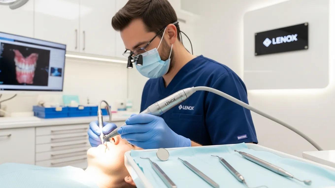 Dental professional using advanced Lenox instruments in a modern dental practice, highlighting innovation