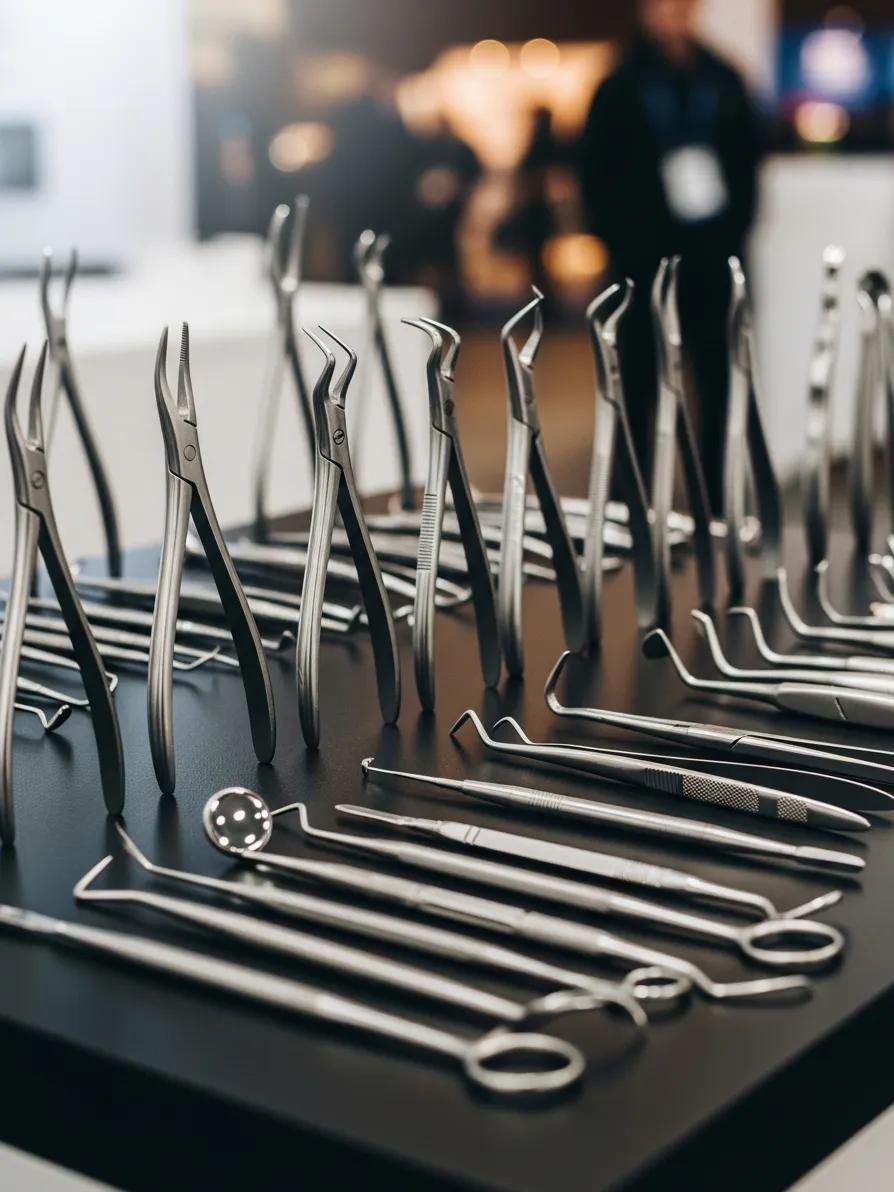 Dental instruments staged for a live demo at the conference